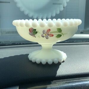 Vintage milk glass Pedestal Bowl